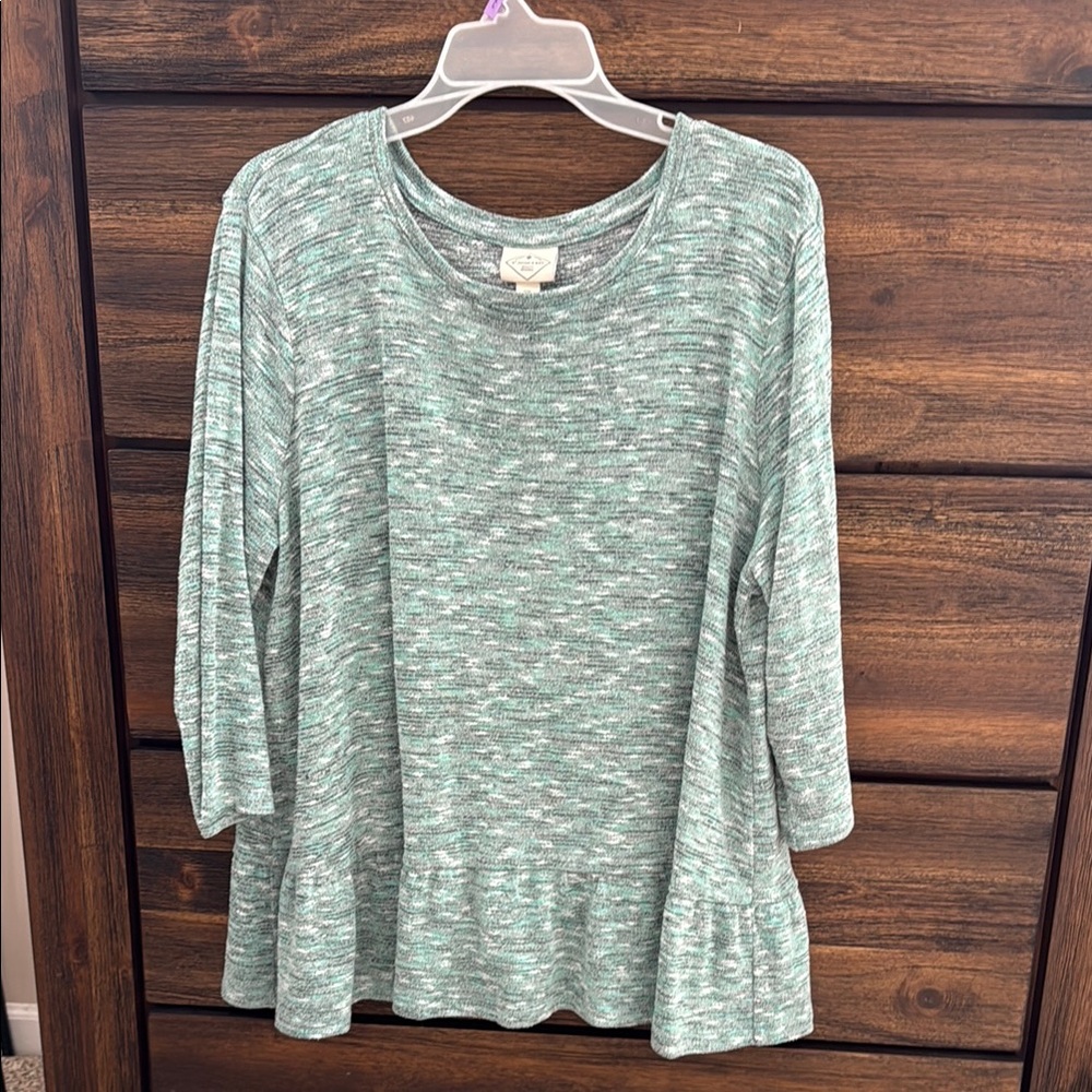 Women's Green Top with Ruffle Hem